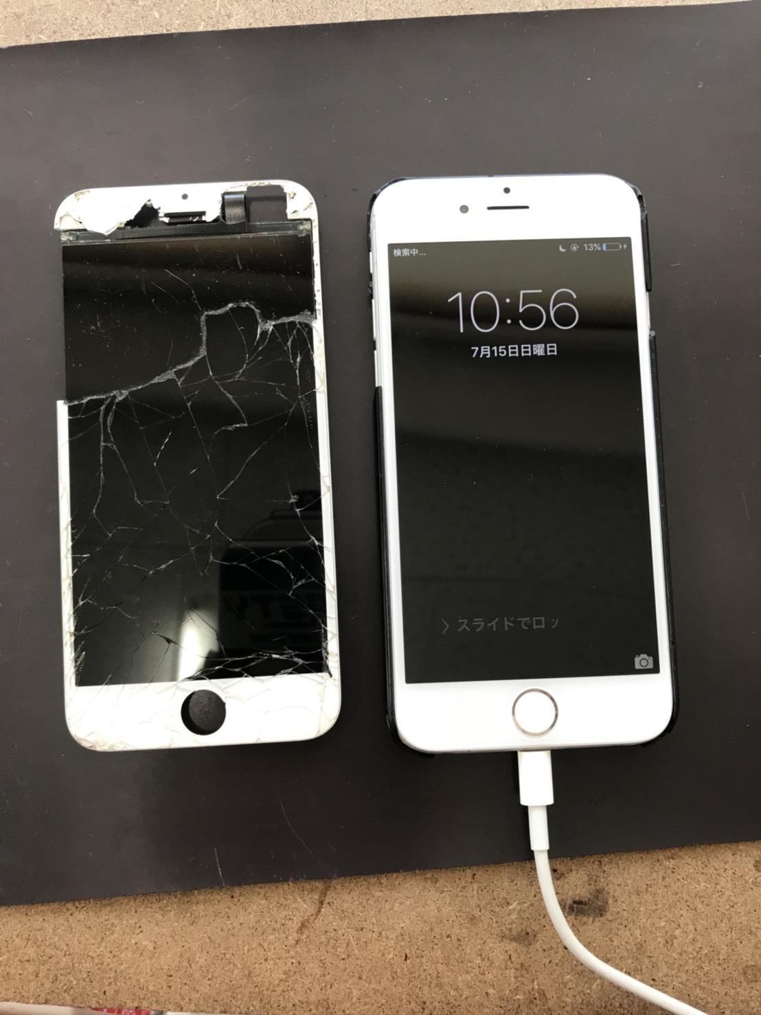 修理後：iPhone画面割れ重度破損も３０分でお返し！